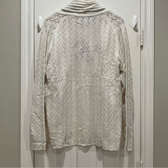 Susan Graver Womens Cardigan Sz XL Ivory Metallic Sweater Knit Stretch Spring - Picture 2 of 6